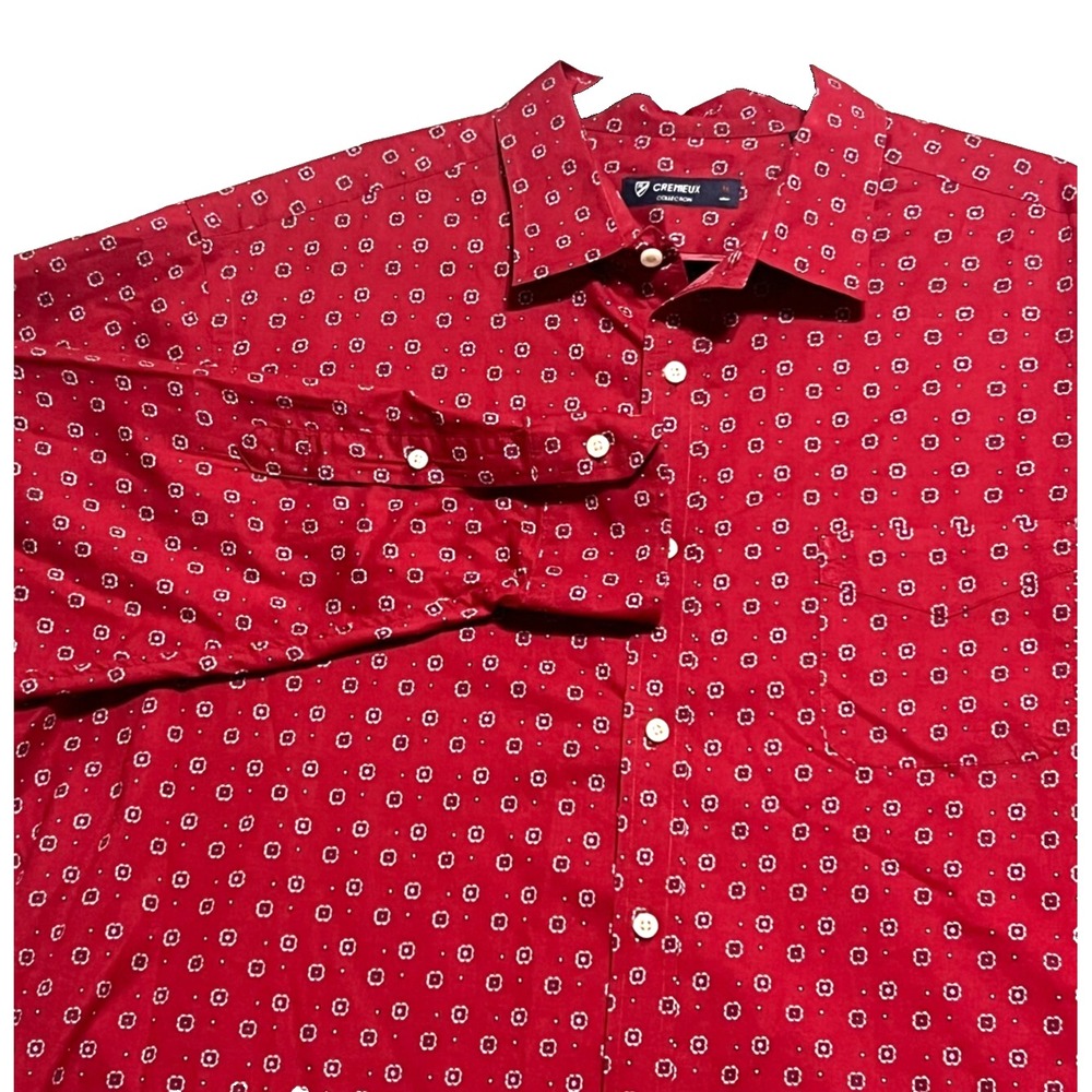 Cremieux Collection Men's XL Long Sleeve Red Printed Button Shirt Casual Stretch
